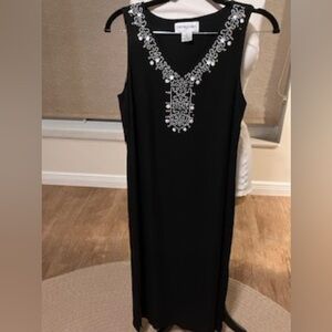 Bloomingdale’s Connected Apparel Black Maxi Dress with Silver Detailing